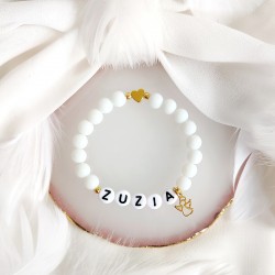 biała Bransoletka z imieniem z Aniołkiem