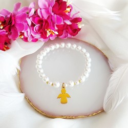 Bransoletka z Pereł z Aniołkiem z Grawerem