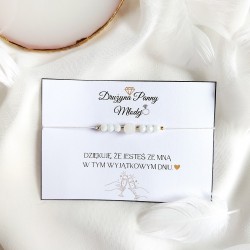 Bransoletka na Delikatnym Białym Sznurku z Jadeitem