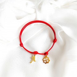 Bransoletka z Literką i Koniczynką na sznurku