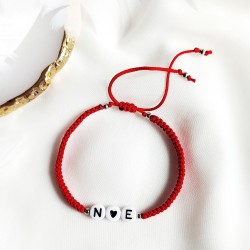 Bransoletka z Literką na Sznurku z serduszkiem inicjały