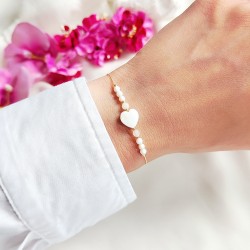 Bransoletka z Opalem, Agatem i Serduszkiem z masy perłowej.