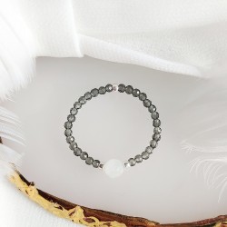 Pierścionek z Perłą ze spinelu Szary Spinel