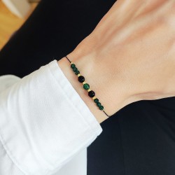 Bransoletka z Jadeitem Szmaragdem i Onyksem na czarnym sznurku Kamienie