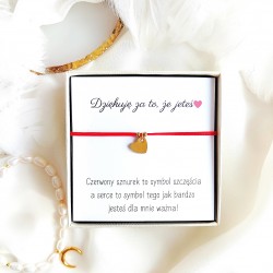 Bransoletka czerwona z serduszkiem z dedykacją