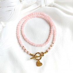 Naszyjnik z różowego Jadeitu z serduszkiem