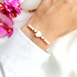 Bransoletka z serduszkiem z masy perłowej