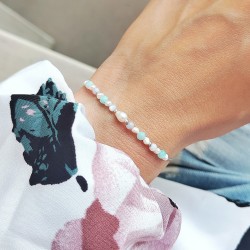 Bransoletka Amazonit Perła Masa Perłowa na sznurku z kamieni naturalnych