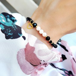 Bransoletka z Pereł i Onyksu