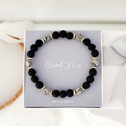 Bransoletka z kamieni naturalnych jaspis picasso i Lawa