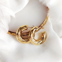 Kolczyki Złote kółka ze Stali Chirurgicznej Wiszące Koło