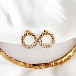 Kolczyki złote Koła Cyrkonie Stal chirurgiczna kółka