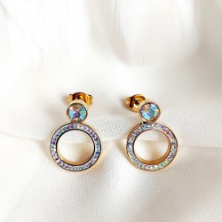 Kolczyki złote kółka Celebrytki z Cyrkoniami Cyrkonia