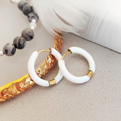 biało złote kolczyki kółka