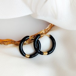 Kolczyki Czarne kółka Emaliowane