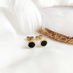 Kolczyki złote z czarnym oczkiem