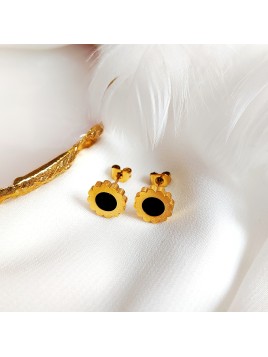 Kolczyki słoneczniki złote z czarnym środkiem