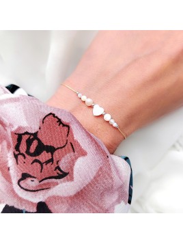 Bransoletka na Beżowym Sznurku z Sercem z Masy Perłowej