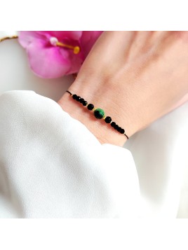 Bransoletka z kamieni naturalnych Zoisyt Spinel Onyks na sznurku