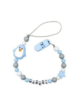 Zawieszka z imieniem dziecka błękitno szara