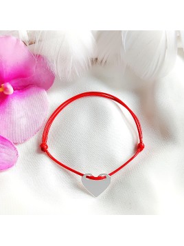 Bransoletka Srebrne Serce z grawerem na sznurku