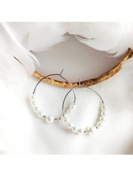 Kolczyki srebrne koła Perły