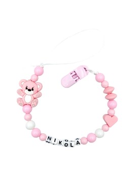 Zawieszka do smoczka z imieniem dziecka różowa