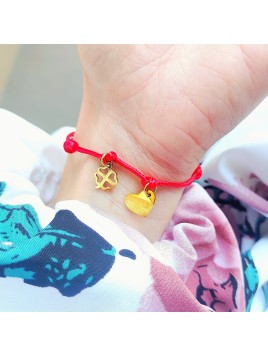 Bransoletka z Koniczynką i Serduszkiem z grawerem złota