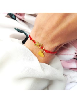 Bransoletka na sznurku z nieskończonością i serduszkiem z grawerem