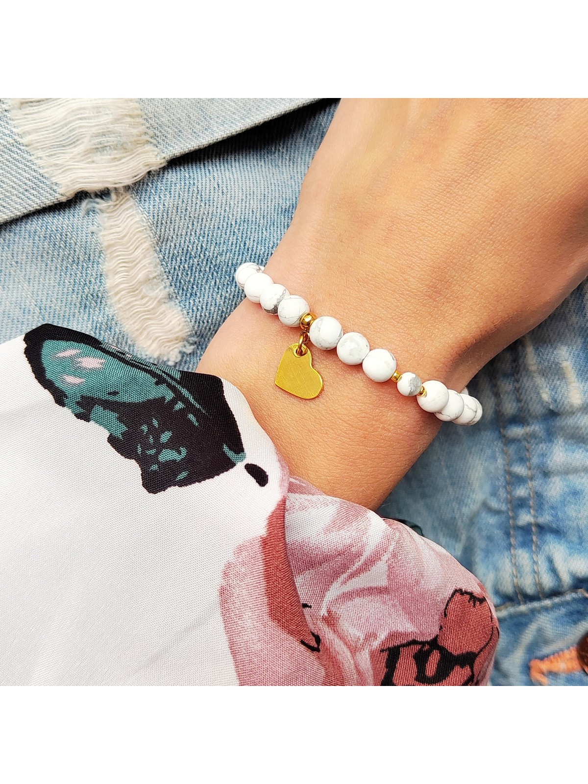 Elegancka bransoletka handmade z kamieni naturalnych z grawerem