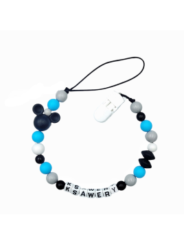 Zawieszka do smoczka z imieniem dziecka niebieska