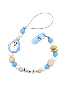 Zawieszka do smoczka z imieniem dziecka błękitna