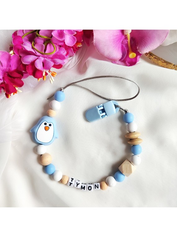 Personalizowana zawieszka do smoczka z imieniem niebieska