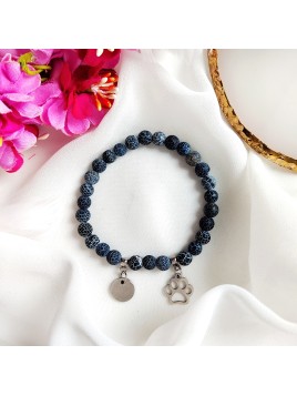 Bransoletka z Grawerem z Psią Łapką z agatu trawionego