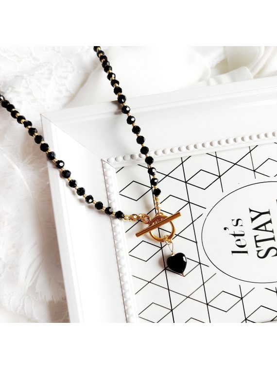 Naszyjnik z serduszkiem z onyksu kamienie naturalne