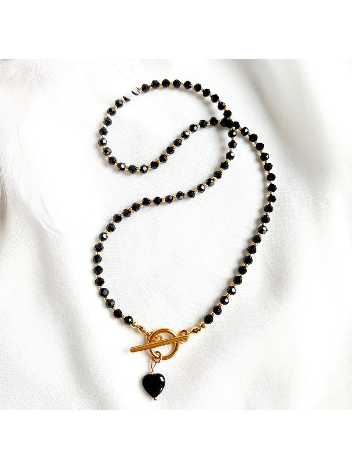 Naszyjnik z kamienia onyks z sercem