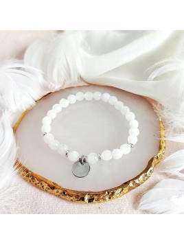 Bransoletka z Jadeitu z Monetką z Grawerem Srebrna