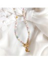 Naszyjnik z kamienia Morganit ze złotą Literką handmade Naszyjnik z kamienia Morganit ze złotą Literką handmade