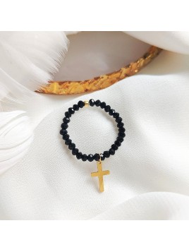 Pierścionek z koralików z krzyżykiem