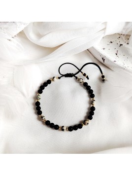 Bransoletka z kamieni naturalnych Onyks i Jaspis Dalmatyński