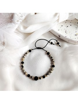 Bransoletka z kamieni Jaspis i Lawa wulkaniczna na sznurku