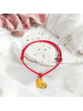 Bransoletka z grawerem z zawieszką serduszko stópki złote