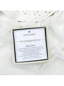 Bransoletka z kamieni naturalnych na dzień babci z pudełkiem i życzeniami