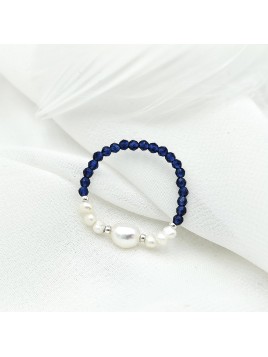 Pierścionek z kamieni naturalnych Spinel i Perła