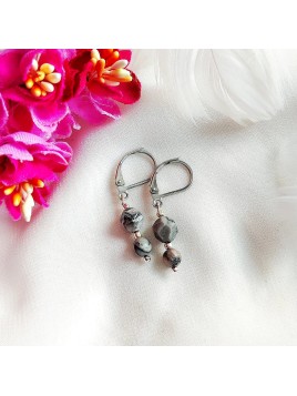 Kolczyki srebrne z kamieniami naturalnymi Jaspis