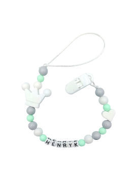 Miętowa zawieszka do smoczka z imieniem dziecka