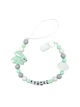 Zawieszka do smoczka z imieniem dziecka miętowa