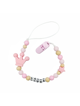 Różowa przywieszka do smoczka z imieniem