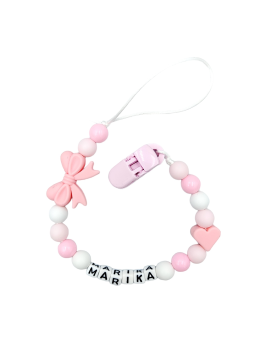 Zawieszka do smoczka z imieniem dziecka różowa dla dziewczynki