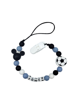 Zawieszka do smoczka z imieniem dziecka czarno szara lekka